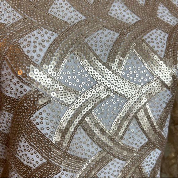 New As U Wish All Over Gold and Cream Sequin Dress Women's Large - Picture 5 of 12